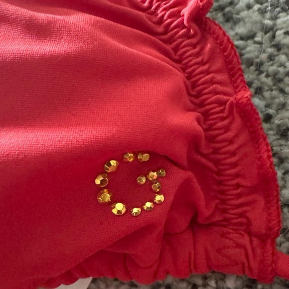 Guess NWT Red ruffle bling Logo string Bikini Set top~M Aus-12 bottoms large - Picture 3 of 10